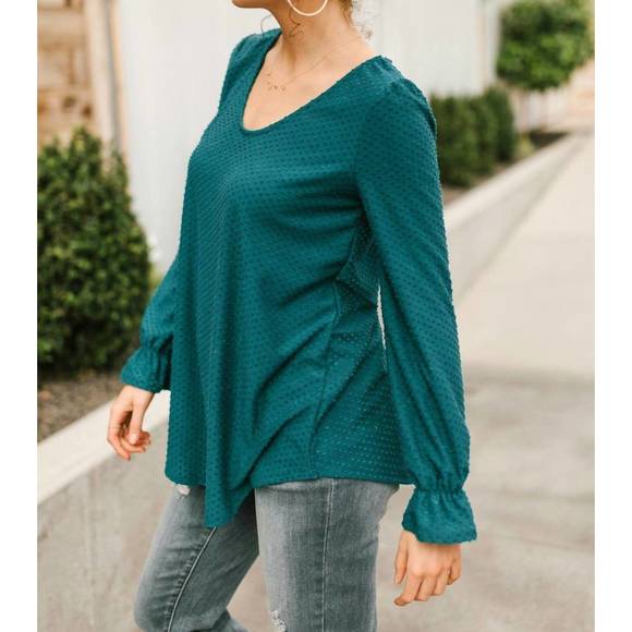 NEW REBORN J lovers swiss dots top in deep teal - Picture 2 of 3